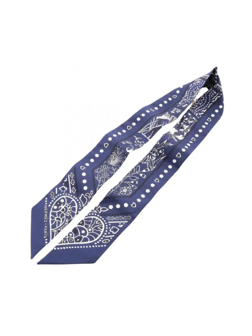 Hermes Scarf Twilly Entre Ciel Et Mer Bandana Navy Silk